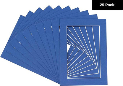11x14 Mat for 8.5x11 Photo - Precut Bottle Blue Picture Matboard for Frames 11 x 14 Inches - Bevel Cut to Display Art 8.5 x 11 Inches - Acid Free Pack of 25 MATS with Backing Boards & Clear Bags