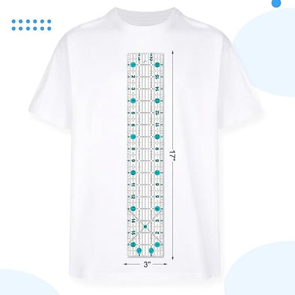 Quilting Ruler, 8 Piece Acrylic Quilting Templates, Sewing Ruler, Fabric Cutting Ruler with Non-Slip Rings, Quilting and Sewing (6"x17", 3"x17", 2"x16", 1.5"x12", 1"x12", 1"x6", 8"x3") (Blue)