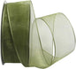 Ribbon Bazaar Sheer Organza Wired Ribbon - 100% Polyester Wire Edged Ribbon for Floral Decor, Table Arrangements, Apparel Embellishment & More - 1-1/2" Moss 25yd