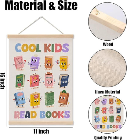 Reading Poster Hanger, Reading Nook Classroom Decor Wall Decor, Toddler Learning Posters, Educational Posters Wall Art Wall Hanging Banner Farmhouse Living Room Nursery Home Baby Room Decor