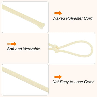 MECCANIXITY Waxed Cord 2.5mm Waxed Polyester Cord 87 Yard Wax String for Bracelet Making, Necklaces, Beading, Jewelry Making and DIY Crafts(Beige)