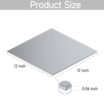 304 Stainless Steel Sheet - 12" X 12" X 1/16" Thin Stainless Steel Plate 1/16 Inch Thickness with Protective Film Metal Sheets Shim Stock for Kitchen DIY Crafting (305 x 305 x 1.6 mm)
