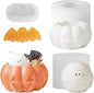 3 Pcs Halloween Candle Silicone Molds Set, DIY Letter Bat, Mummy Ball and 3D Pumpkin Container Mould for Candle Making, Wax Gypsum Ornament Resin Soap Chocolate Mold Home Decor