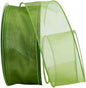 Ribbon Bazaar Sheer Organza Wired Ribbon - 100% Polyester Wire Edged Ribbon for Floral Decor, Table Arrangements, Apparel Embellishment & More - 2-1/2" Kiwi 50yd