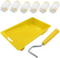 Litoexpe 2 Inch Paint Roller, Mini Paint Roller Kit (Including 6 Ultra-fine Fiber Roller Covers, 1 Paint Tray, and 1 Roller Frame), Touch Up Small Paint Roller for Painting Wall, Door (Yellow)