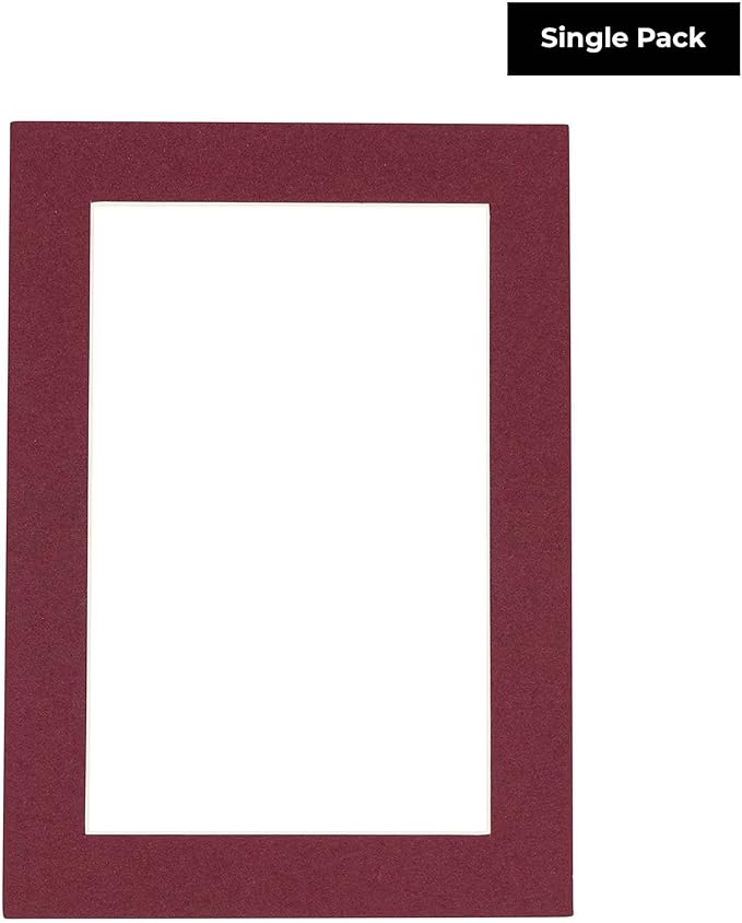 Poster Palooza 8x10 Mat for 6x8 Photo - Precut Maroon Picture Matboard for Frames Measuring 8 x 10 Inches - Bevel Cut Matte to Display Art Measuring 6 x 8 Inches - Acid Free ONE MAT