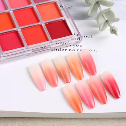 9 Colors Solid Neon Phosphor Ombre Nail Powder Set, Fluorescent Pigment Powder Glitter Pink Red Rubbing Dust with Nail Ombre Brush for Gradient Nail Art Manicure DIY Accessories…