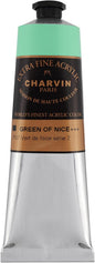 Charvin Extra Fine Professional Acrylic Paint - Green of Nice, 60ml Tube, Triple-Milled, Lightfast Pigments, Open Stock Artist Acrylic Paints in Nature-Inspired Hues