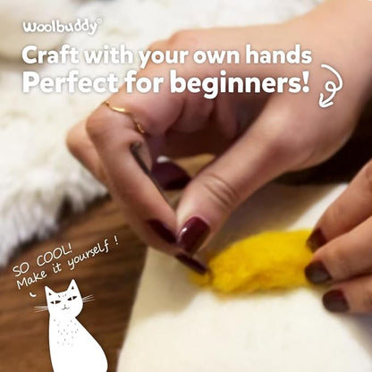 Woolbuddy Needle Felting Kit for Beginners & Adults – DIY Black Cat Animal Craft Kit – Complete Starter Kit with Wool, Needles & Step-by-Step Instructions