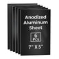 GCGOODS 6 Pcs 7 x 5 inch Anodized Aluminum Sheet Set, Metal Blanks for Laser Engraving, Engraving Plates for Crafting, Decoration, DIY, Black Colors