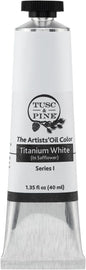 Tusc & Pine Artist Oil Paint - Titanium White (In Safflower), 40ml, Non-Yellowing, Rich & Creamy Consistency, Max Pigment Load, Small Batch Milled Oil Paints Made in the USA for Professional Artists