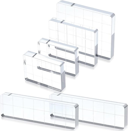 6 Pcs Acrylic Stamping Blocks,Clear Acrylic Stamp Block,Acrylics Blocks for Stamping,with Grid Lines for Scrapbooking Crafts Card Making, Assorted Sizes