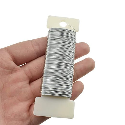 HAHIYO 26Gauge Silver Wire - 1 Roll, 38 Yards (115 Feet) Flexible Floral Wire for Crafts, Christmas Wreaths, Tree & Flower Arrangement, Wedding DIY