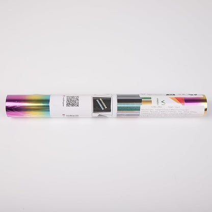 VINYL FROG Metallic Foil HTV Vinyl Roll 12" x5ft Rainbow Heat Transfer Vinyl Holographic Chrome Iron on Vinyl Easy to Cut & Weed DIY Heat Press Design for T-Shirts
