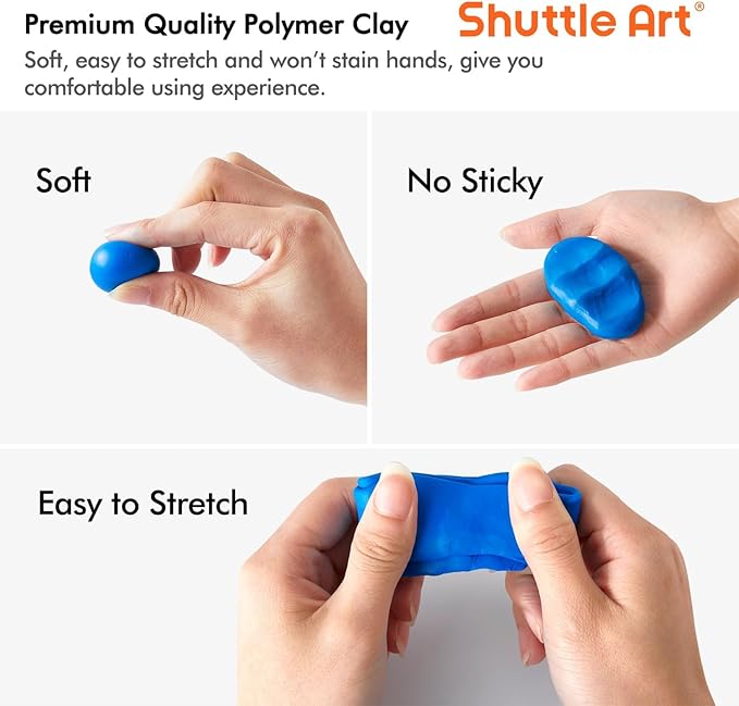 Shuttle Art 82 Colors Polymer Clay Kit with 19 Clay Tools, 16 Kinds of Accessories, Non-Toxic, Non-Sticky, Ideal DIY Art Craft Gift for Kids Adults