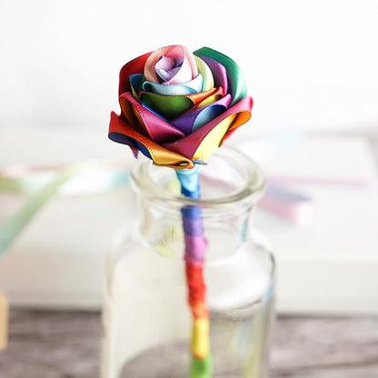 MEEDEE Rainbow Satin Ribbon - 3/8 inch Colored Ribbon for Crafts, Gift Wrapping, Birthday Party, Pride Party, Wedding Decorating - 50 Yards