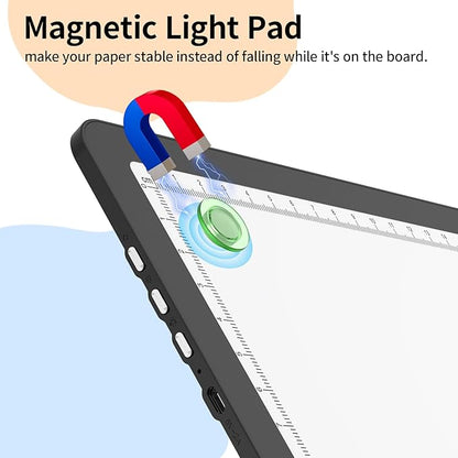 Elice Magnetic A4 Light Board for Diamond Painting, Ultra-Thin Tracing LED Light Box with Side Buttons, Super Bright Diamond Art Light Pad, Light Table for Drawing, Sketching, Weeding Vinyl - Black