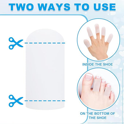 PATIKIL Gel Finger Cots 1.8"x0.67", 14 Pcs Silicone Finger Protector Support Finger Sleeve Cushions Thumb Protector Covers Fingertip Caps Gloves for Finger Cracking, White