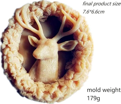 Deer Silicone Animal Soap Mold - Round Shape for Candle and Cake Decoration