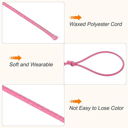 MECCANIXITY Waxed Cord 0.5mm Waxed Polyester Cord 175 Yard Wax String for Bracelet Making, Necklaces, Beading, Jewelry Making and DIY Crafts(Light Rose Red)