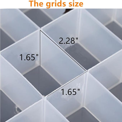 Feadily 2PCS 36 Grids Large Plastic Organizer Box with Dividers, Compartment Organizer Box for Nail Accessories/Screw/Sewing Arts and Oil Paint, Bead Storage Containers 14.9" x 9.2" x 1.9" (Clear)