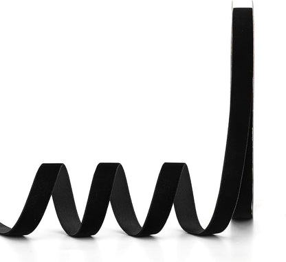 Black Velvet Ribbon,5/8" W x 20Yd Single Face,Great for Gift Wrapping,Hair Bows,Handmade Craft and Christmas,Wedding Decoration (5/8" Black)
