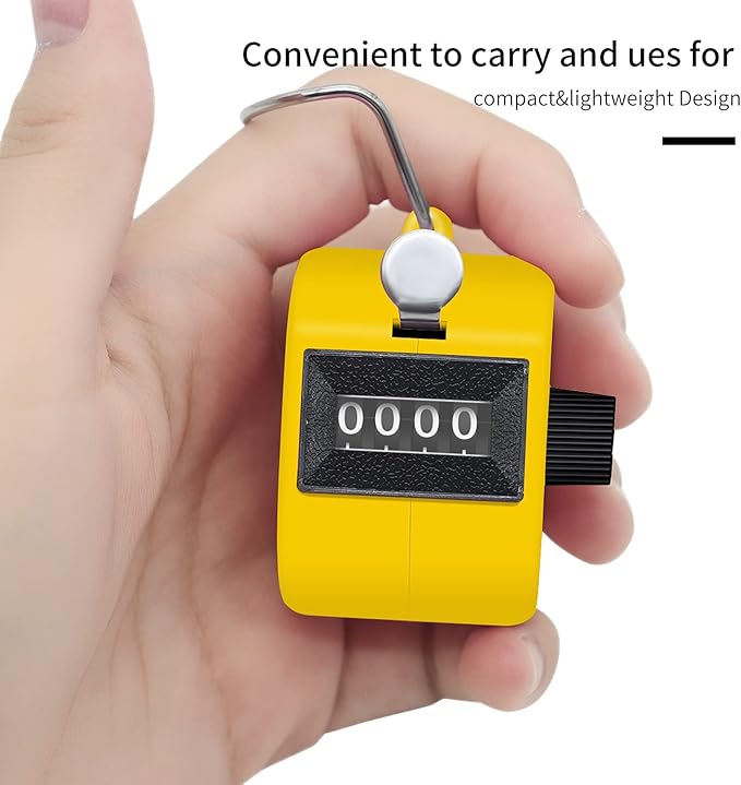12 Pcs Hand Tally Counter 4-Digit Lap Counter Clicker, Manual Mechanical Handheld Pitch Click Counter with Finger Ring for School Golf & Knitting Row Croche