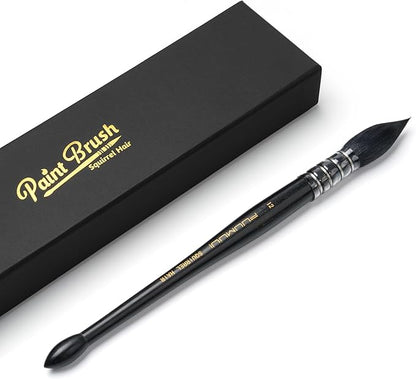 Professional Watercolor Brush, Fuumuui Natural Squirrel Hair Mop Brush, Round Quill Detail Fine Tip Watercolor Paint Brush for Water Color Gouache Ink Painting - Sizes #12