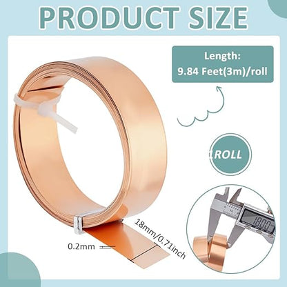 BENECREAT 9.84 Feet 32Gauge Flat Pure Copper Wire, 18mm Wide Flat Bezel Wire Tarnish Resistant Jewelry Wire for DIY Jewelry Craft Making