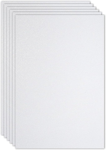 PATIKIL 2mm(1/10") Thick Non Adhesive Glitter Foam Sheet 16x24inch(40x60cm) White, EVA Shiny Foam Board for Craft, 6 Pcs