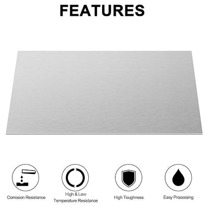 430 Stainless Steel Sheet Metal 6" x 12" x 1/8" (3.40MM) Inch Metal Plates for Magnetic Mount Board Wall 10GA 430 Stainless Steel Shim Stock Plates Metal Sheets for Crafting, Kitchen, Office