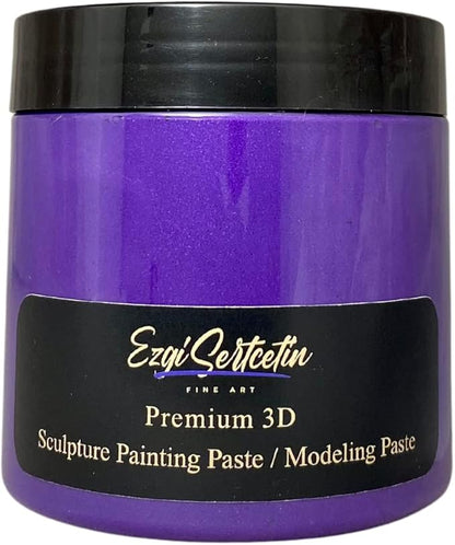3D Sculpture Painting Paste|Texture Paste|Decorative Plaster|Ready to Use|Unique Colors|Ideal for Artwork|Stencil|Flowers|Texture|Art Relief|New Formula| 6 oz (Metallic Purple)