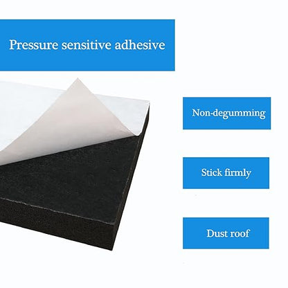 4 Pcs Foam Padding Sheet with Adhesive, Neoprene Rubber Adhesive Pads Closed Cell Foam Sheet for Insulation Soundproofing Anti-Slip Black (6" x 6" x 1/2", 4 Pcs)