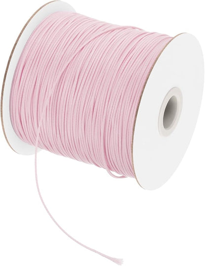 MECCANIXITY Waxed Cord 0.5mm Waxed Polyester Cord 175 Yard Light Pink