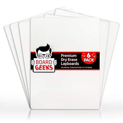 6 Premium Small Dry Erase Board 9"x12"- Portable Dry Erase Lap Board, Handheld Whiteboard- White Boards for Students - Small Whiteboard | Double Sided Erasable White Boards Dry Erase- 6 Pk