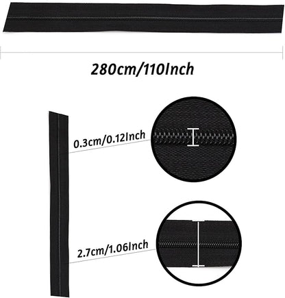 Zippers by The Yard for Sewing, DOITEM 2.8 mm Zippers 22.4 m Nylon Endless Zip Set with Slider and Zip for Sewing and Crafts – 6 Colors