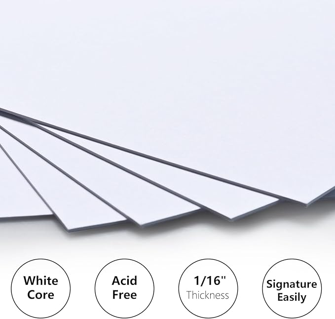 Egofine 14 Pack Mat Board, 5x7 Backing Board, Acid Free White Uncut Mat Board for Photos, Pictures, Frames, Artworks and Paints