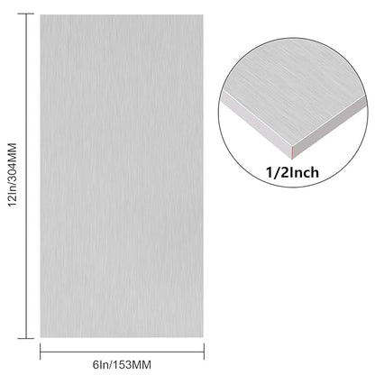 6061 T651 Aluminum Sheet Metal 6 x 12 x 1/2 (12.7MM) Inch Flat Plain Aluminum Plate Covered with Protective Film, Heat Treatable Rectangle 0.50" Thick Aluminum Metal Plate for Industrial, Crafting