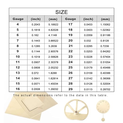 16 Gauge Brass Sheet，H62 Brass Plates Metal 0.047" Thickness x 3.9" Width x 3.9" Lenght, for Models, Crafts, Repairs, Electrical, 2Pcs