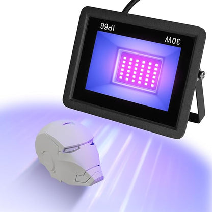 30W UV Light for Resin Curing 3D Printer Curing Lamp Kit for SLA/DLP/LCD 3D Printing 395-405nm Efficient IP66 Waterproof Flood Light with 36pcs Black Light Lamp Beads (Curing Lamp 30W)