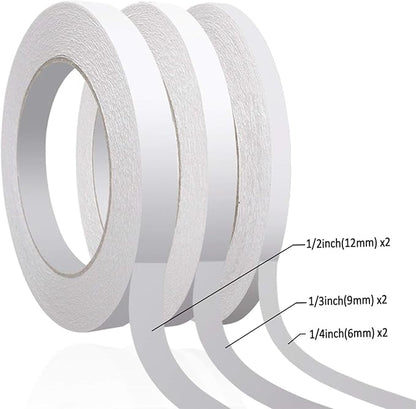 Aniann 236 Yards Double Sided Tape for Crafts, 6 Rolls Two Sided Tapes for Arts, Scrapbooking, Card Making, Gift Wrapping, DIY, Office & Home Supplies (1/4", 1/3", 1/2")