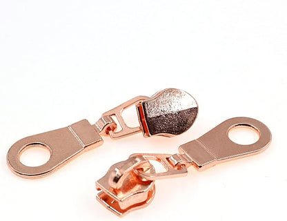 Leekayer #5 Rose Gold Metallic Nylon Coil Zippers by The Yard Bulk 10 Yards Black Tape with 25pcs Rose Gold Sliders for DIY Sewing Tailor Craft Bag(Black)