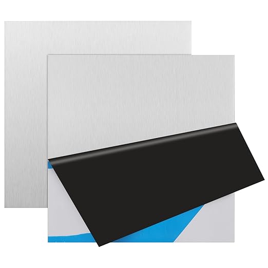2Pcs 304 Stainless Steel Sheets Metal 6" x 6" x 1/32" Inch 304 Stainless Steel Plates 20 Gauge(0.8MM) Stainless Steel Shim Stock Plates Metal Sheets for Crafting, Stovetop, Snow Frosted Surface
