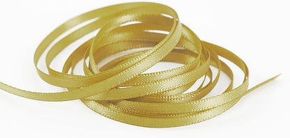 HUIHUANG Thin Gold Ribbon 1/8 inch Solid Color Satin Ribbon Continuous 100 Yards Double Faced Small Cloth Ribbon for Crafts Gift Wrapping DIY Bows Bouquet Gift Tag Christmas Ornaments