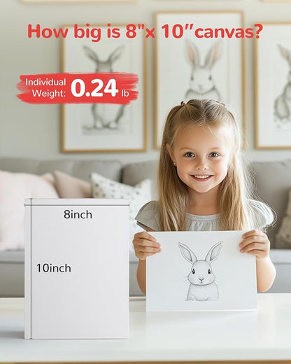 Canvas Boards for Painting 48 Pack, 8x10 Inch Painting Canvas Panels, 100% Cotton White Blank Art Supplies for Acrylics Oil Watercolor Tempera Paints