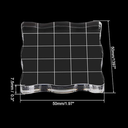 PATIKIL 2" x 2" Acrylic Stamp Block, 2 Pack Clear Stamping Block with Grid Lines Decorative Mounting Blocks Wave for Scrapbooking DIY Crafts Card Making