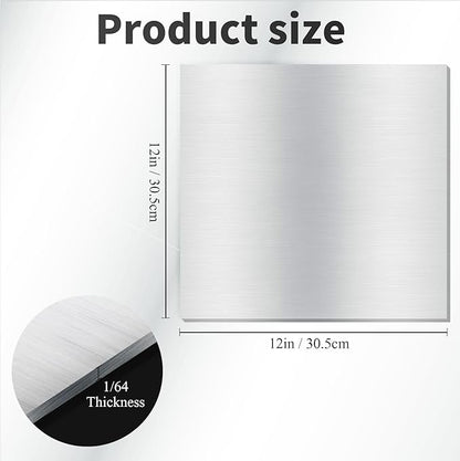 Amyhill 12 Pcs 6061 T651 Aluminum Sheet Metal 12 x 12 x 1/64 (0.02") Inch Thin Flat Aluminum Plate Panel Covered with Protective Film, Welding Practice Heat Treatable for Crafting Industry