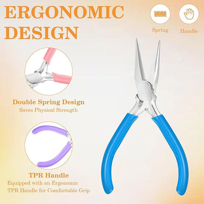 3 Pack Jewelry Pliers Set, Mini Pliers Set with Needle/Round, Carbon Steel Jewelry Tools with Storage Box, Applicable to Jewelry Making Supplies, Handicrafts, Earring Making