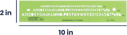 Pacific Arc Modern Bold Lettering Template Guide, with 1/8 to 1/4 Inch Letters