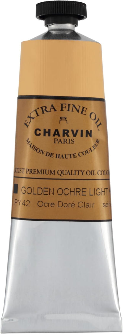 Charvin Extra Fine Oil Paint, Golden Ochre Light 60 mL - Triple-Milled, Rich Texture, Poppy Oil-Based, Light-Fast, Handmade, Archival Quality